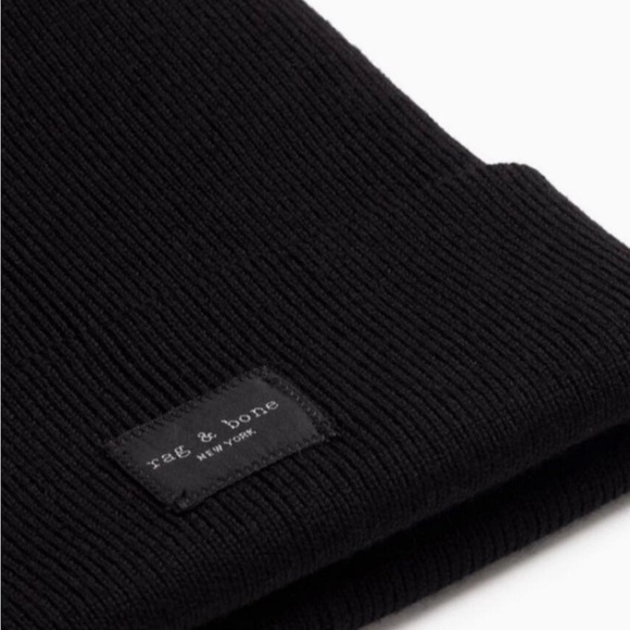 Rag & Bone Addison Wool Blend Beanie, Black, One Size, Like New, Authentic - Picture 3 of 4